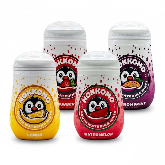 Nokkomo Mints Variety Pack Fizzy Mints for Dry Mouth Relief, Sugar Free, 40 Mints Each Pack of 4
