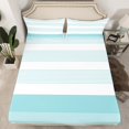 thumbnail image 2 of Erosebridal Teens Modern Stripes Sheet Set Queen, Abstract Geometry Bedding Sets Queen Size, Blue 4 Pieces, 2 of 7