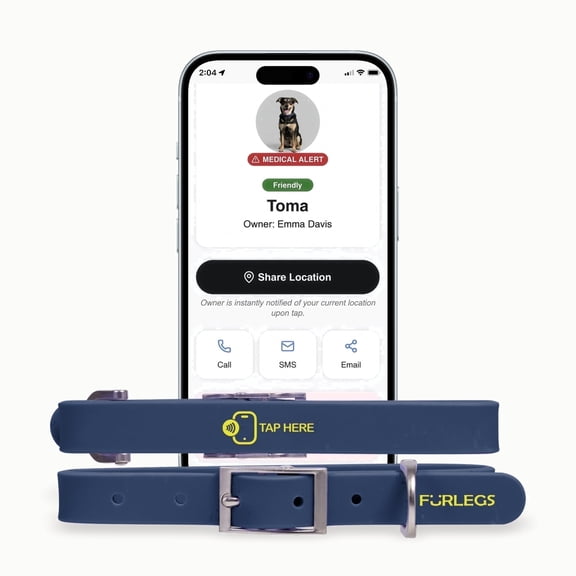 TapSafe Silicollar Smart Digital ID and Health Profile Silicone Dog Collar - Universal Digital Health Passport, Waterproof NFC