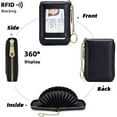 thumbnail image 2 of LHSHID Womens Credit Card Wallet Small RFID Blocking Wallet Soft Genuine Leather Card Holder with Keychain and ID Window, 2 of 8