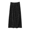thumbnail image 4 of Telankuip Women's Velvet Sequin Skirts Wrap Sparkly Retro Midi Straight Skirt High Waist Stretchy Bodycon Night out Party Outfits Black One Size, 4 of 4