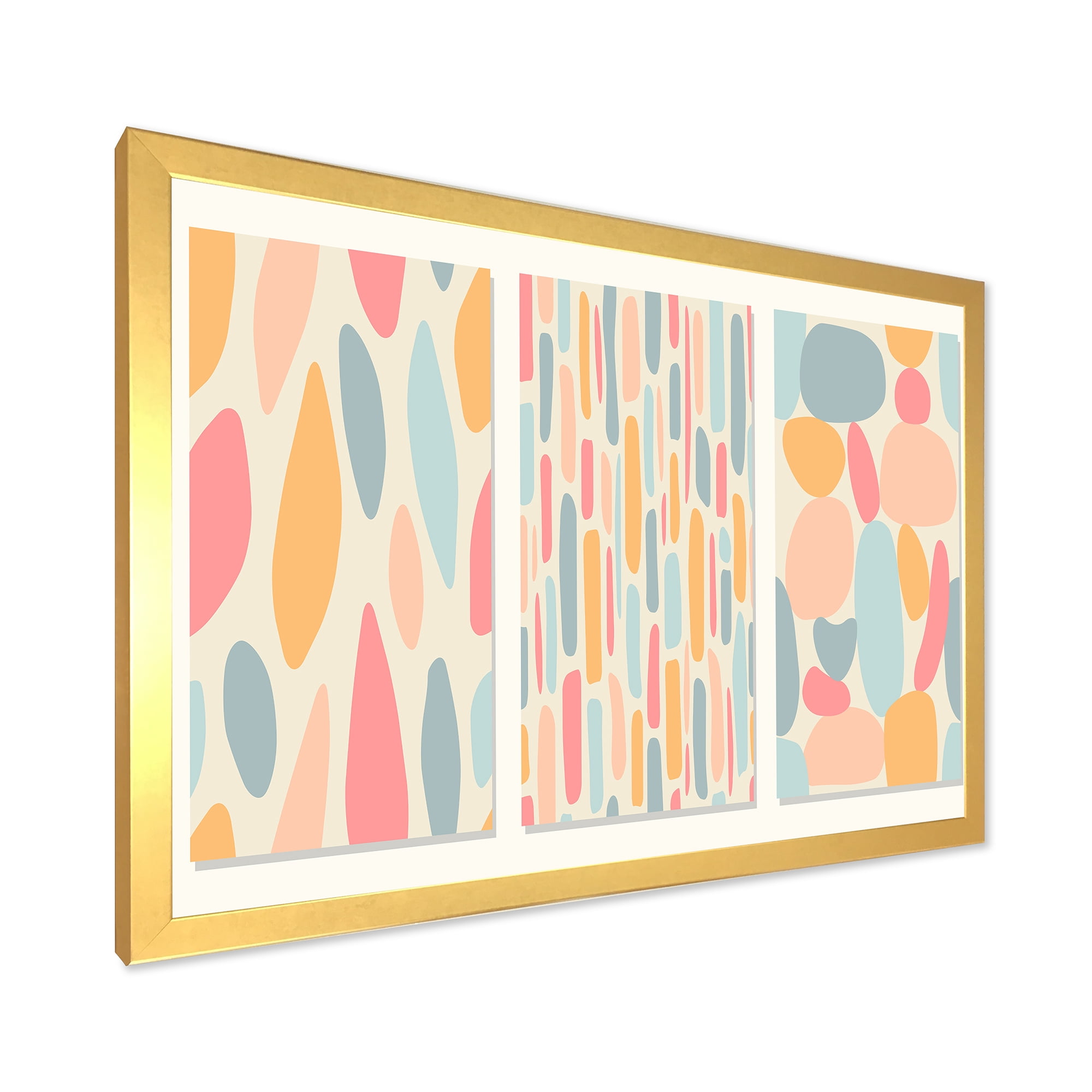 Designart 'Patchwork of Pastel Organic Shapes' Modern Framed Art Print
