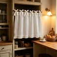 thumbnail image 2 of Linen Stripe Cabinet Curtains for Kitchen, Farmhouse Sink Skirt Short Curtain Decorative Privacy Panel for Bathroom Laundry Coffee, 2 of 6