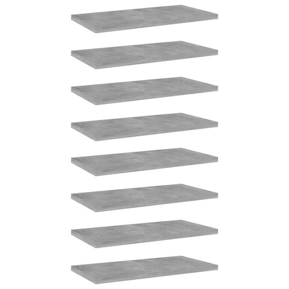 STAWAY Set of 8 Wall-Mounted Concrete Grey Shelves, 15.7" x 7.9" x 0.6", Durable Engineered Wood, Minimalist Design for Modern Storage