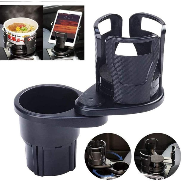 2 in 1 Multifunctional Car Cup Holder - Vehicle-Mounted Water Cup Drink  Holder Universal Car Dual Cup Mount Extender Organizer with 360° Rotating  Adjustable (Black Texture) 