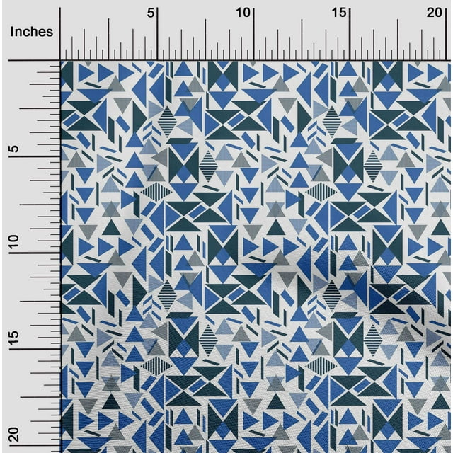 oneOone Cotton Cambric Fabric Rectangle & Triangle Geometric Printed Craft Fabric BTY 56 Inch Wide