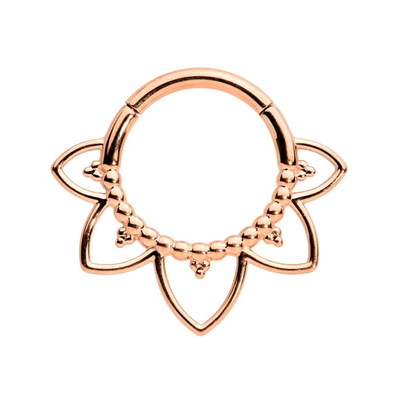 Body Candy Womens 16G PVD Steel Hinged Segment Ring Seamless Cartilage Nipple Rosy Flower Nose Hoop 5/16"