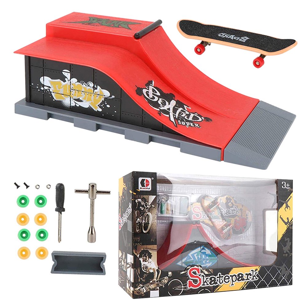 Fingerboard Set Mini Skateboard Park Toy Kit Plastic Fingerboard Ramp