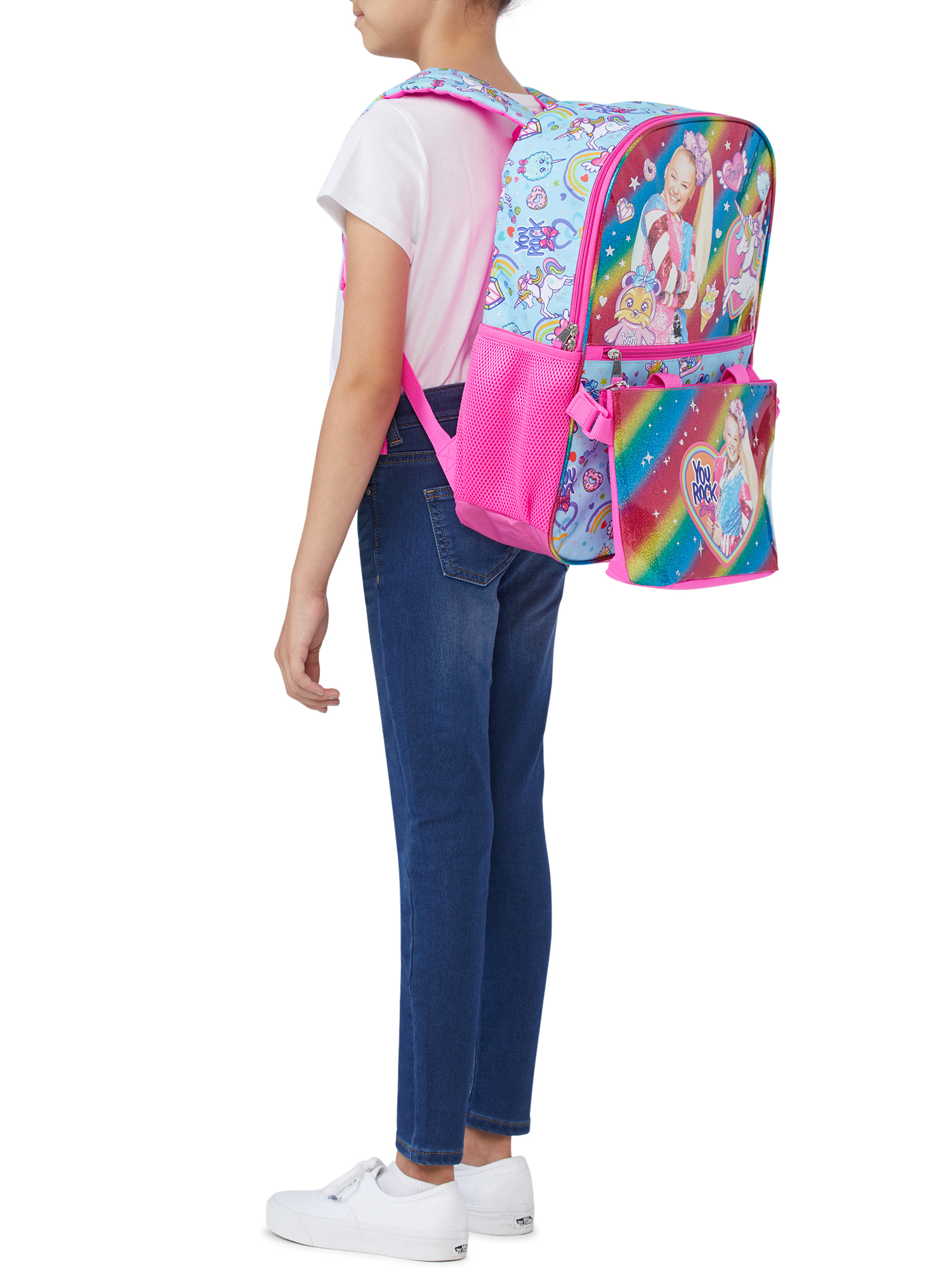 Jojo Siwa Rockin Rainbow Girls 17" Laptop Backpack 2-Piece Set with Lunch Tote Bag, Pink Multi-Color - image 2 of 4