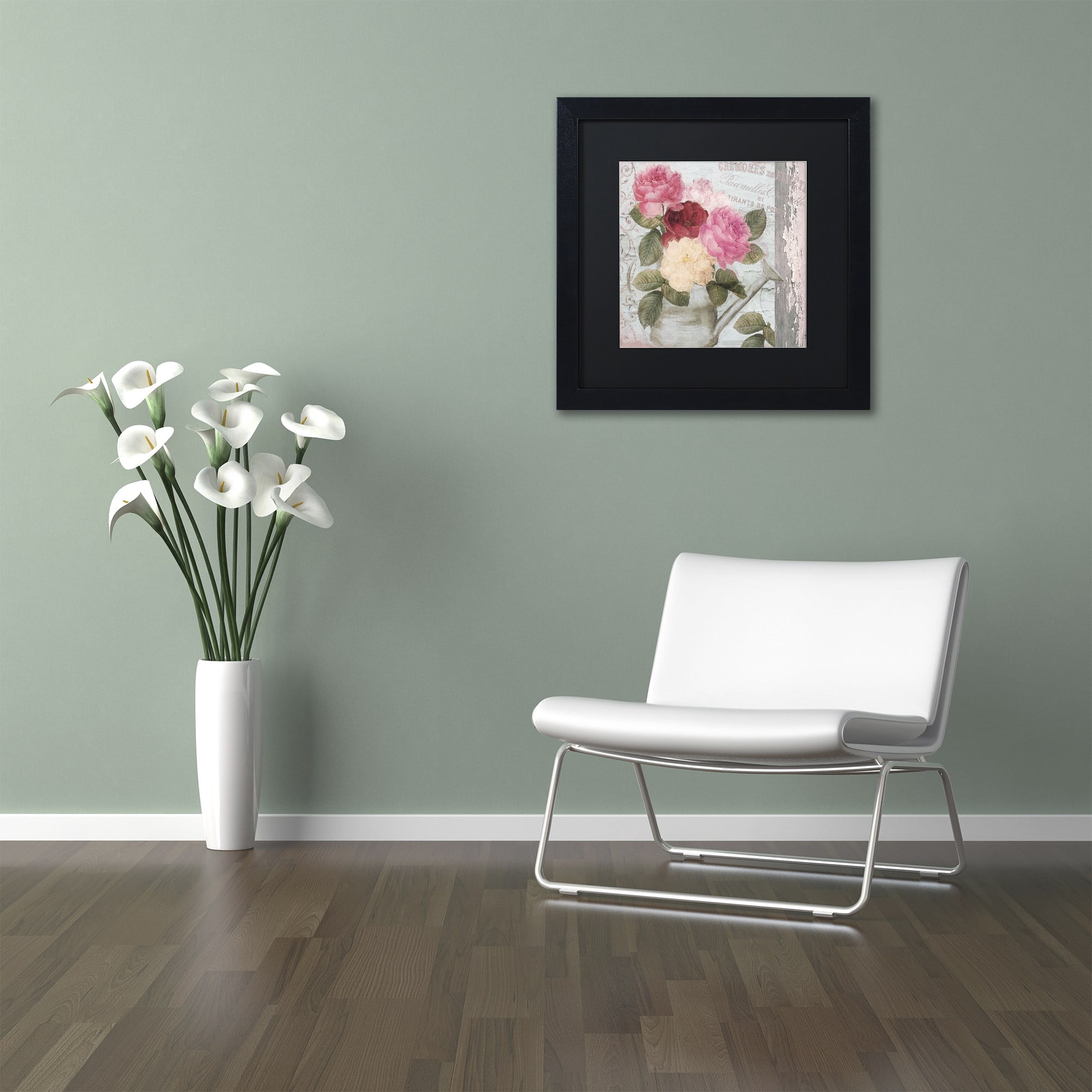 Trademark Fine Art "Chalet d'Ete Roses" Canvas Art by Color Bakery Black Matte, Black Frame