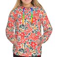 thumbnail image 3 of KLL Small Coral Red Flowers for Womens Pullover Hoodie with Pocket Hooded Long Sleeve Shirts Sweatshirt for Women-Large, 3 of 7