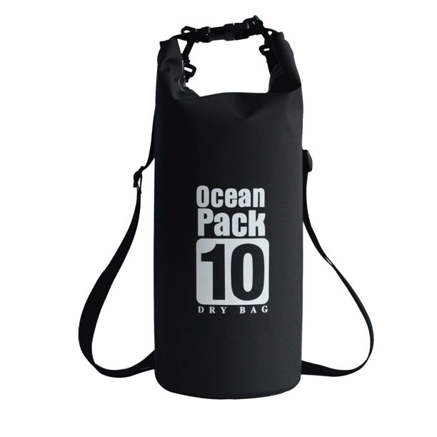 Bolsa impermeable - Bolsa para el océano - Bolsa impermeable flotante - Ligera - Para navegación, kayak, senderismo, snowboard, camping, rafting, pesca y mochilero - 10 litros - Negra