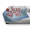 thumbnail image 3 of Funny Soft Flannel Fleece Throw Blanket, Save Water Shower with Me Lettering Heart and Pointers Illustration, Cozy Plush for Indoor and Outdoor Use, 60" x 80", Blue Vermilion and Green, by Ambesonne, 3 of 6