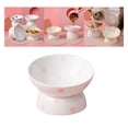 thumbnail image 1 of Capacidad 200ml Cuenco de cerámica para gatos Comedero inclinado Plato de para mascotas Inclinación Ángulo de 15  degree Superficie lisa puntos rosas Colco  Comedero para gatos, 1 of 8