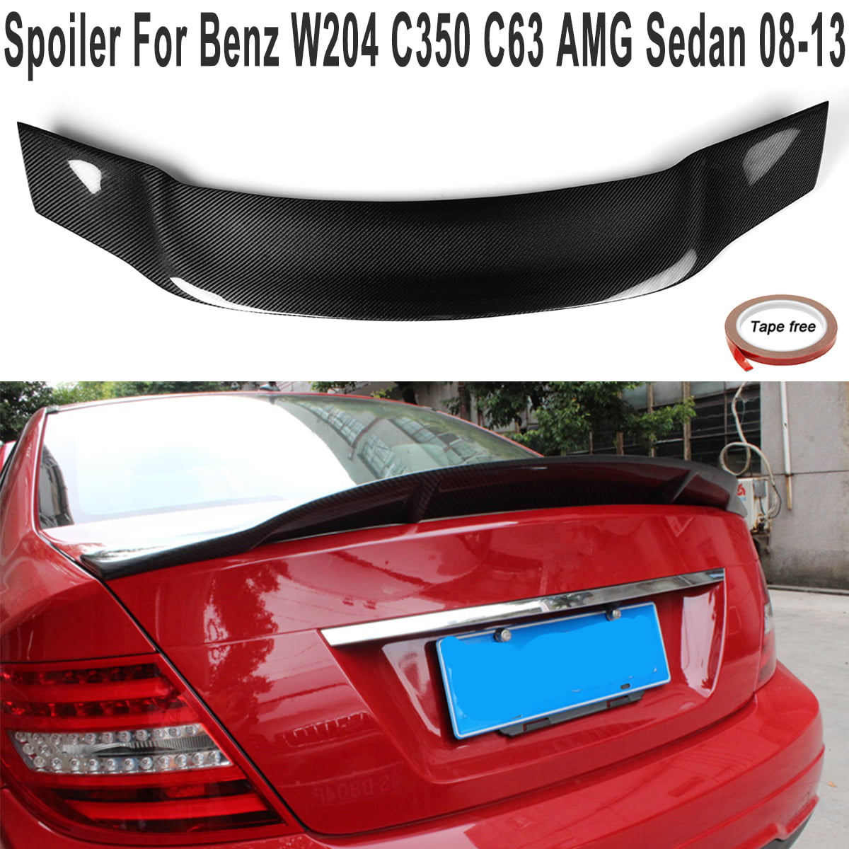 08-14 W204 C250 C300 C350 4Dr M-Benz V2 Style Carbon Fiber Trunk Spoiler Wing 