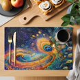 thumbnail image 2 of Watercolor Peacock Feathers Placemats Set of 12 Abstract Oil Painting Art Place Mats Indoor Wipeable Table Mats Washable Cloth Dining Table Placemats for Kitchen Holiday Party Home Decor 13x19 Inch, 2 of 9