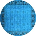 thumbnail image 1 of Ahgly Company Indoor Round Oriental Light Blue Industrial Area Rugs, 4' Round, 1 of 4