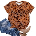 thumbnail image 4 of UANWENN T-Shirt à Col Rond Décontracté pour Femmes, Classique Polyvalent, Quotidien, à Manches Courtes, Uni, à Rayures, Léopard Camouflage, à Blocs de Couleur, 2 T-Shirts Superposables pour Femmes, Paquet Court, Vêtement, Chemise, Jolis Hauts pour Femmes Été, 4 of 5