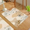 thumbnail image 5 of 4pcs Floral Faux Linen Abstract Flowers Heat Resistant Table Mats Durable Washable Rustic Linen Vintage Placemats for Home Dinner Party Camping Wedding Table Decoration 12 x 18 Inch, 5 of 6