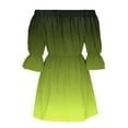 thumbnail image 4 of GHSOHS Spring Dresses Elegant Comfy Dresses for Women Swing Dresses Vintage Print Beach Sexy Off Shoulder Tunic Summer Dresses Casual Loose Fit Long Bell Sleeve Mini Dress Plus Size Dresses Gree,L, 4 of 5