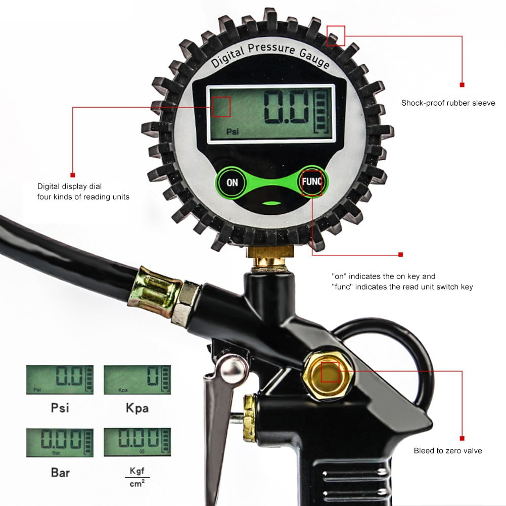 Tire Tyre Inflator Auto Car Digital Air Compressor Pressure Gauge