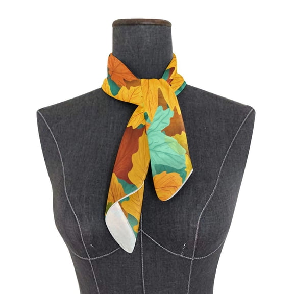 Square Scarf 24x24 Inch Vibrant Maple Leaves Pattern Silky Satin Sun Protection Neck Scarf for Women Multi-Purpose Head Wrap Bandana for Hair Bag Decoration