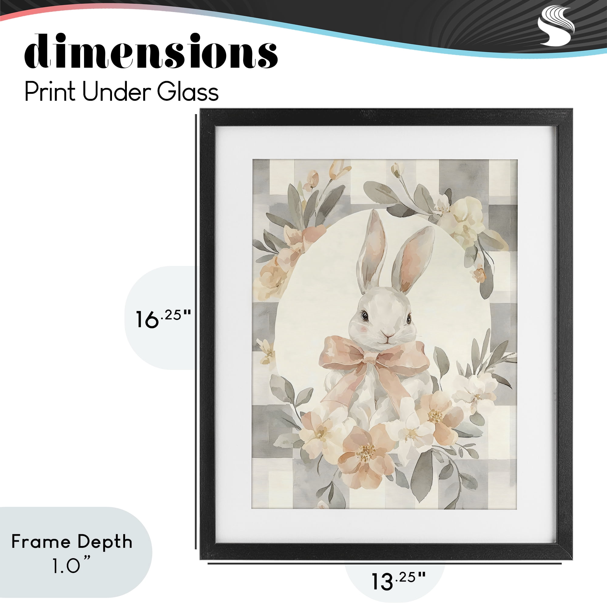 Stupell Industries Adorable Bunny in Wreath Black Framed Print Under Glass, design by Creative Studio