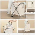 thumbnail image 4 of Collapsible Laundry Hamper with Wheels, Rolling Laundry Basket, Heavy Duty Cloth Sorter with Removable Bag, Folding X Frame Clothes Organizer Cart for Easy to Store, 1 Section, 4 of 6