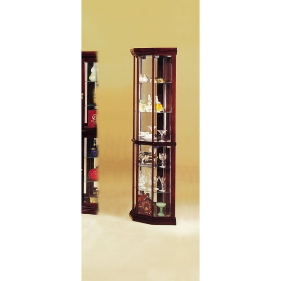 16" X 16" X 71" Cherry Glass Curio Cabinet
