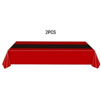 2Pcs Christmas Tablecloth 54×108 Inch Rectangular, Red Black Block Disposable Party Table Cover for Christmas Dinner & Dessert Xmas Party Decorations