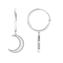 Rosec Jewels Diamond Moon Drop Hoop Earrings, 18K White Gold