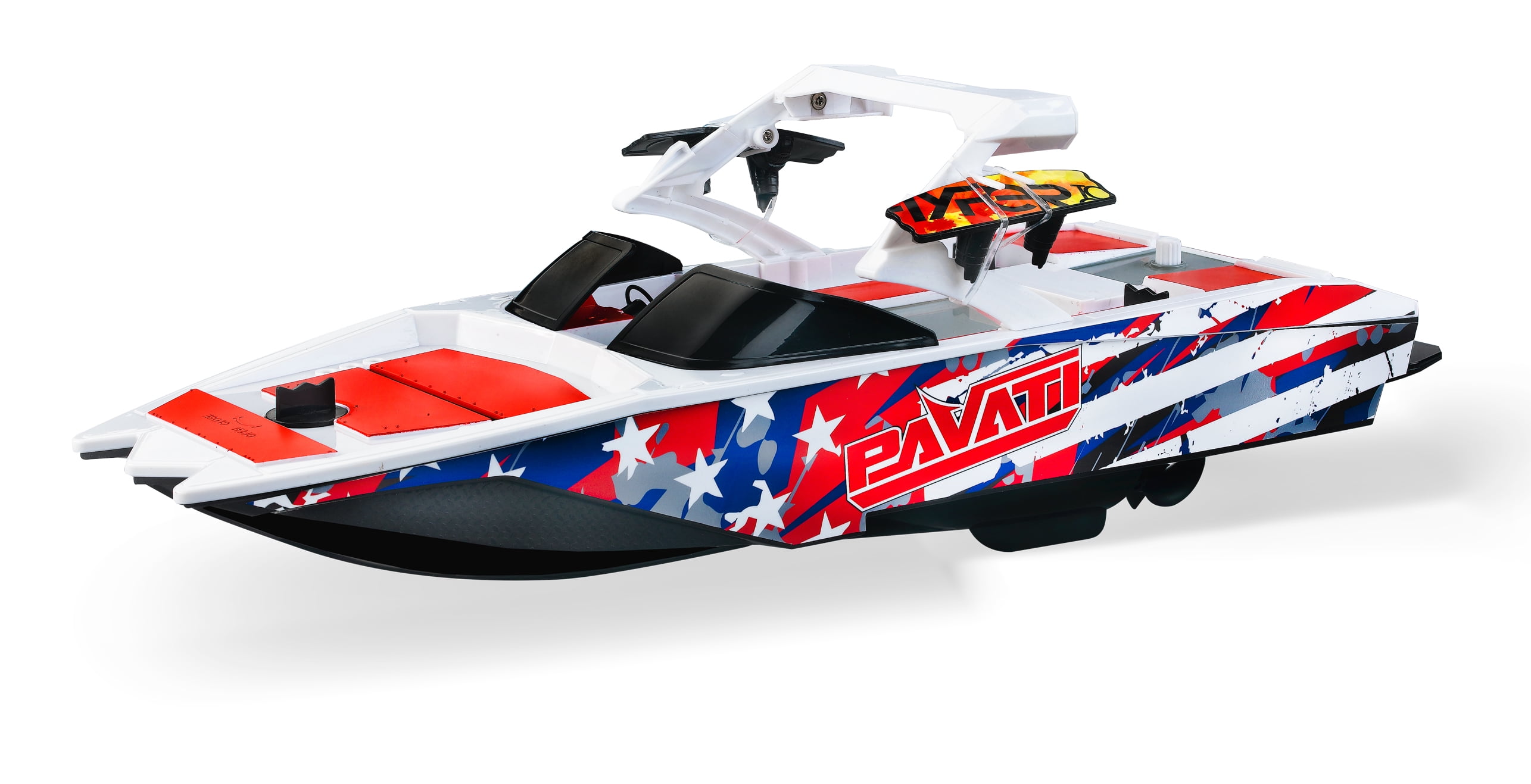 Hyper Toy Company, Pavati 2.0 RC Wakeboard Boat, 1:18 Scale with Remote and Battery, Stars/Stripes