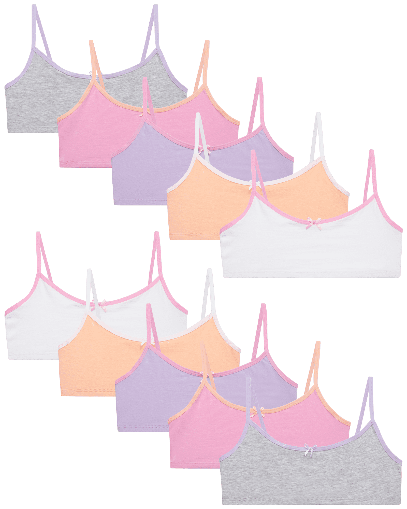 Sweet Princess Girls’ Training Bra 10 Pack 100% Cotton Cami Bralette S-L 