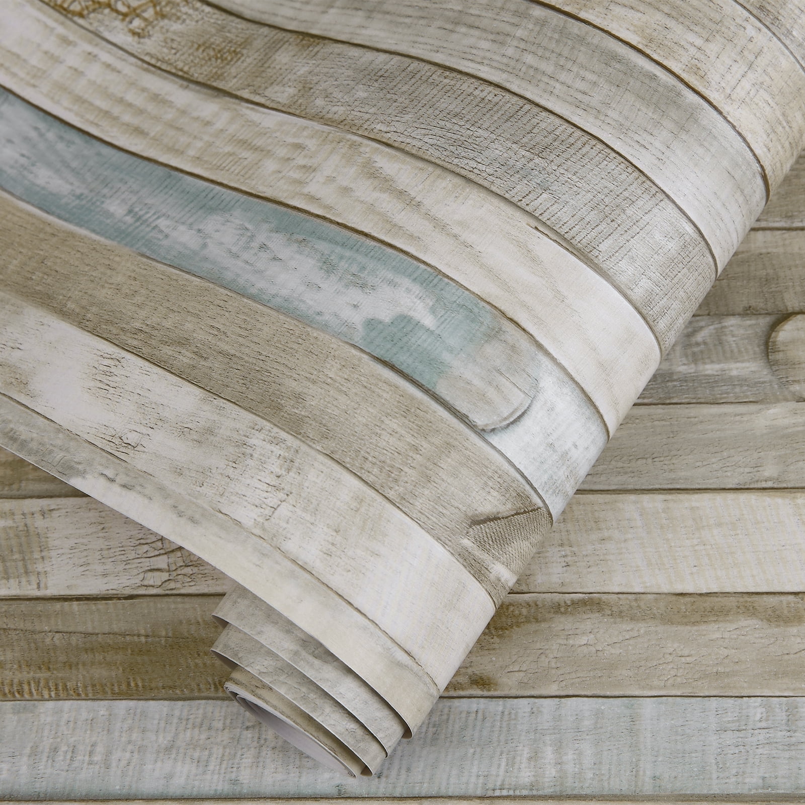 Abyssaly Blue Rustic Wood Peel and Stick Wallpaper 17.7" x 393" Self-Adhesive Removable Vinyl Decorative Wood Wallpaper for Walls Shelves Drawers Furniture Room