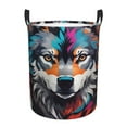 thumbnail image 1 of Fotbe Tie-Dye Wolf Head Cesto de Ropa con Asas, Cesto Impermeable de Gran Capacidad, Bolsa de Lavado para Dormitorio, Cesto de Ropa con Ruedas y Asas-Medium, 1 of 6