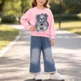 thumbnail image 2 of Wilark Toddler Girls Outfit Sets with Teddy Bear Long Sleeve Casual Sweatshirt and Jeans Cute Kids Fall Clothes Pink 1, 2 of 7