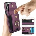 thumbnail image 3 of Dteck Card Slots Wallet Case for iPhone 14 Pro,Shockproof Premium PU Leather Kickstand Protective Cover with Ring Holder Back Case,Purple, 3 of 8
