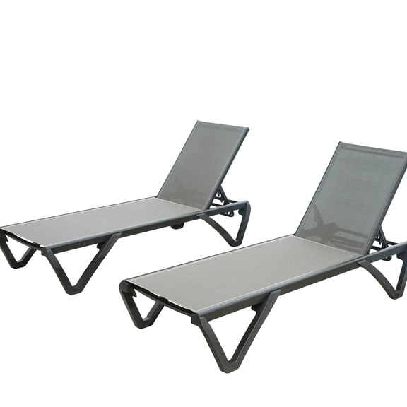 Gray Poolside Chaise Lounge, Aluminum Polypropylene, Adjustable Back For Patio Pleasure - Beach, Yard, Balcony Sun Lounger With Back, Pool,