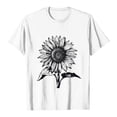 thumbnail image 6 of YDFCWXW Graphic Tees for Women Short Sleeve Crewneck Casual Cute T-Shirt Fashion Sunflower Lounge Tops White, 3XL, 6 of 6