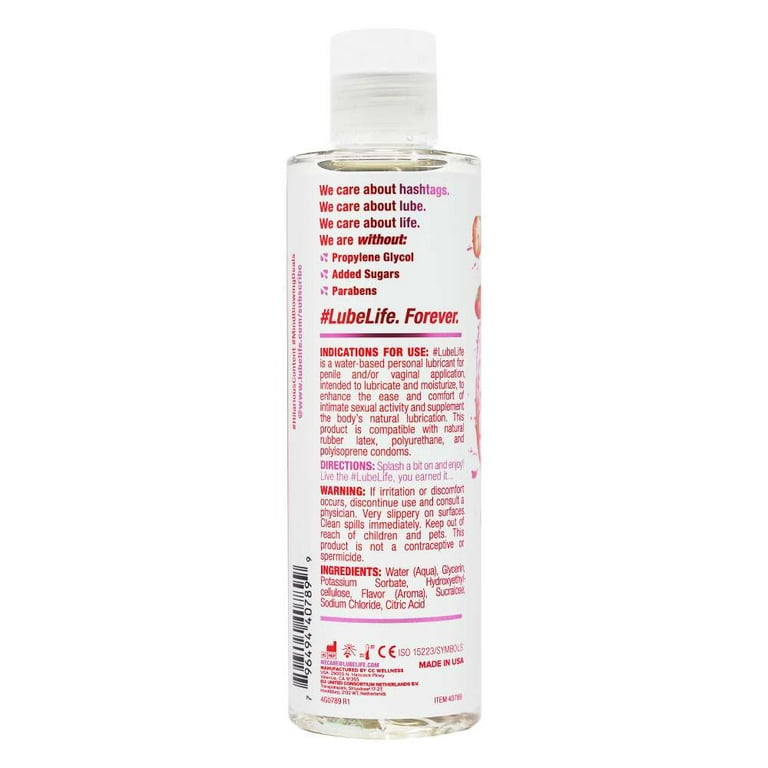 LubeLife Water-Based Lubricant, Strawberry Flavored, 8 fl oz/240