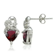 SILVERSPECK Sterling Silver 1.65ct Created Ruby & White Topaz Double Heart Earrings