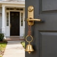 thumbnail image 4 of 2 Pcs Brass Hanging Bell for Door Knob, Vintage Gold Door Hanger Bell on Leather Rope, Small Entry Doorbell Chime for Front Door and Home, Shop Garden Christmas Decor, Home Decorative Objects, 4 of 8