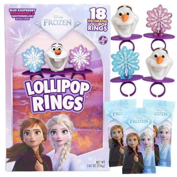Disney Frozen Lollipop Rings, Birthday Party Candy, 18 Count, 7.61 Ounces