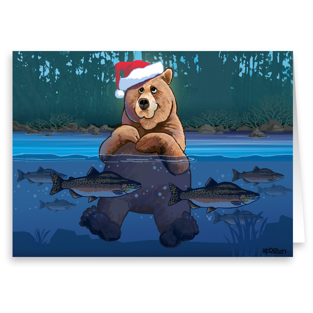 Santa Bear Funny Holiday Christmas Cards 18 Cards and 19 Envelopes