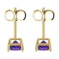 thumbnail image 4 of 1.5 Ct Princess Cut Studs Purple Natural Amethyst 14K Yellow Solid Solid Gold Everyday Dainty Earrings Push Back, 4 of 7