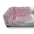 thumbnail image 3 of Peach Soft Flannel Fleece Throw Blanket, Japanese Inspired Cherry Blossom Branch Sakura Flowers in Soft Colored Spring Time, Cozy Plush for Indoor and Outdoor Use, 70" x 90", Pink White, by Ambesonne, 3 of 6
