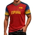 thumbnail image 4 of Mens Soccer Shirt Spain Raglan Tops Short Sleeve Summer Graphic Tee Casual V Neck T Shirt Sports Fan Casual Tops Tee L, 4 of 4