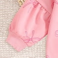 thumbnail image 5 of Zanarzt Baby Rompers Girl Baby Girl Bow Romper Puff Long Sleeve Sweatshirt Bubble Bodysuit Cute Spring Clothes with Headband Pink,12-18 Months, 5 of 9