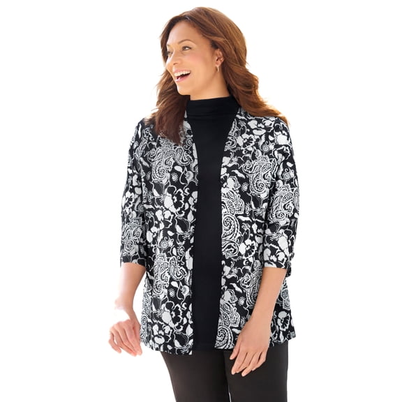 Catherines Women's Plus Size Suprema 3/4-Sleeve Cardigan