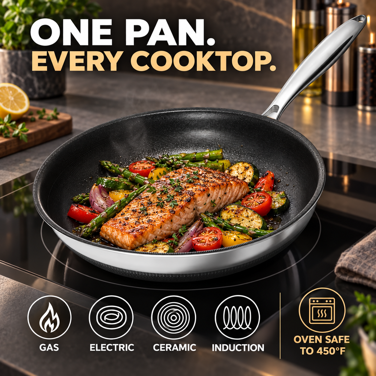 Kitexpert 10 in Titanium Ceramic Nonstick Frying Pan with Lid photo 5